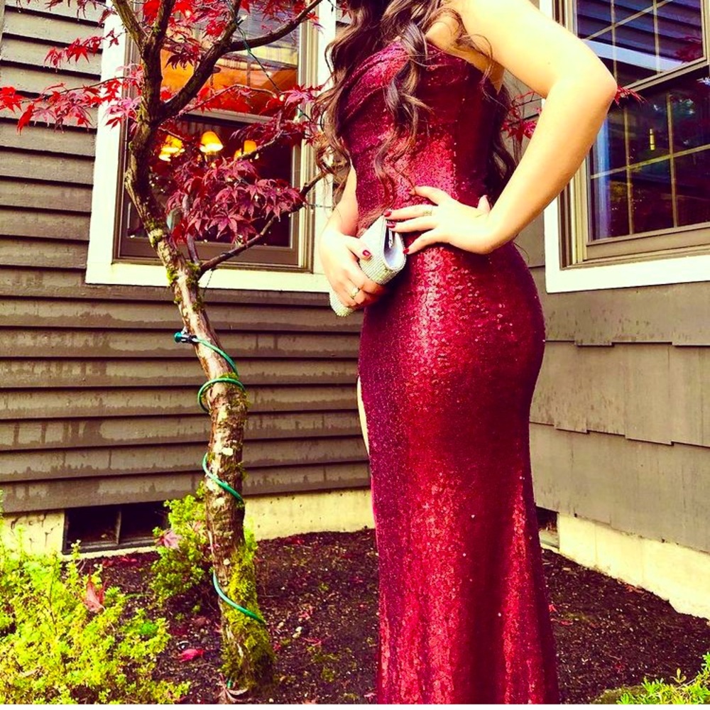 Strapless sequin gown